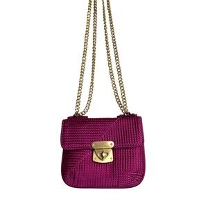 Talbots Fuchsia Crossbody Bag with Gold Chain
